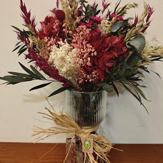 Jarron con ramo preservado rosa