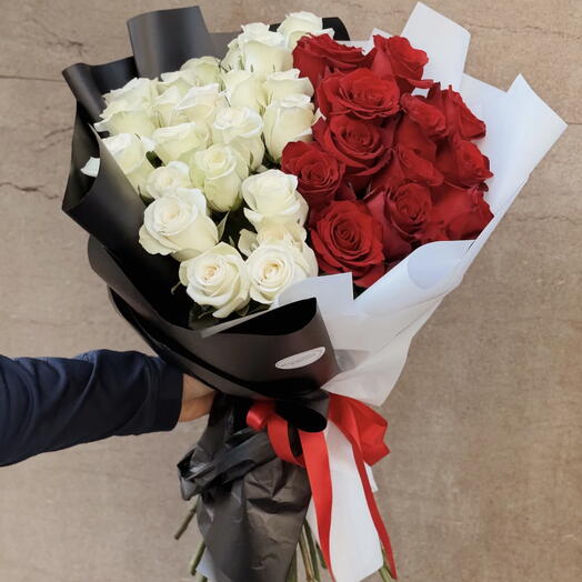 Pure Devotion – 51 Red  Roses  White Roses