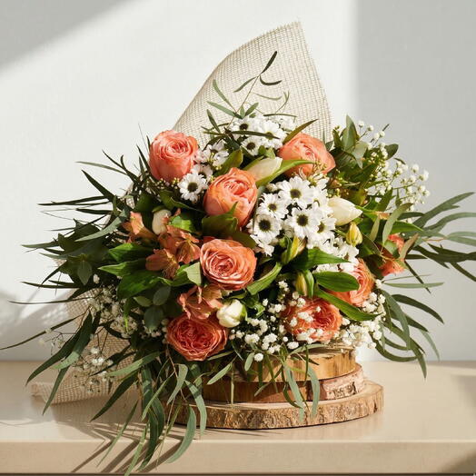 Ramo Dolce – Romantic bouquet of Kagala roses, tulips and daisies