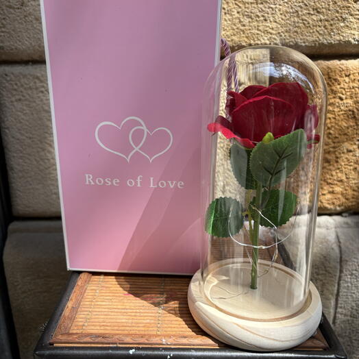 Cupula Rosa eterna en cristal SALES