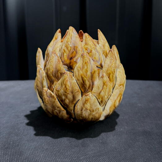 Jarron alcachofa ceramico marron