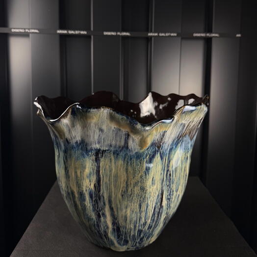 Maceta ceramica org marron azul de ARAIK GALSTYAN