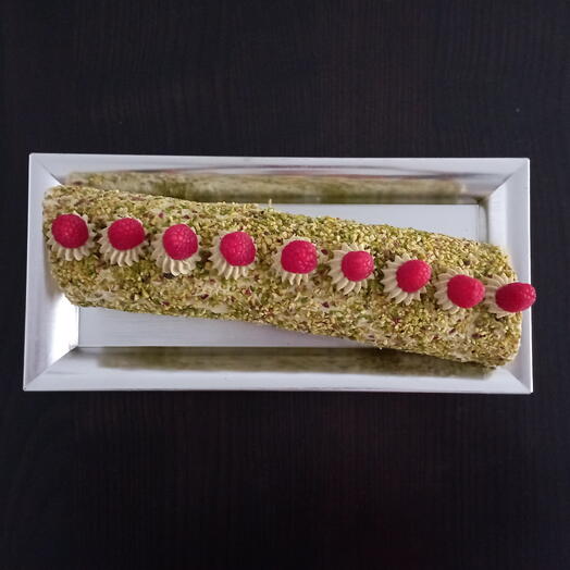 Tronco navideno pistacho/frambuesas