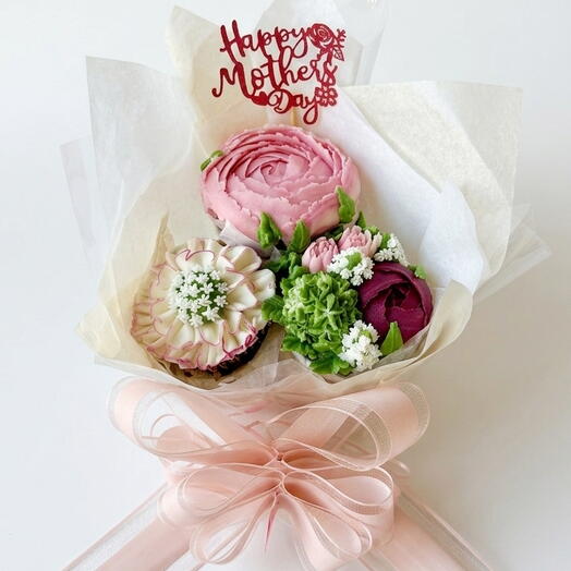 BouqCake Jardin para Mama - 3 cupcakes