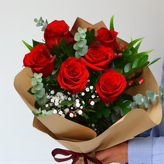 Ramo con 6 rosas rojas