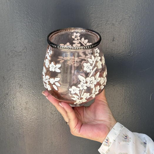 Jarron Vintage Rosado Sakura con Flores S