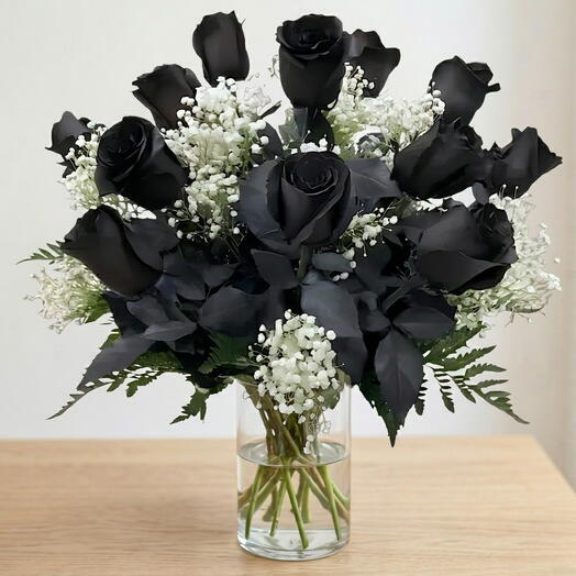 Букет із 11 чорних троянд
