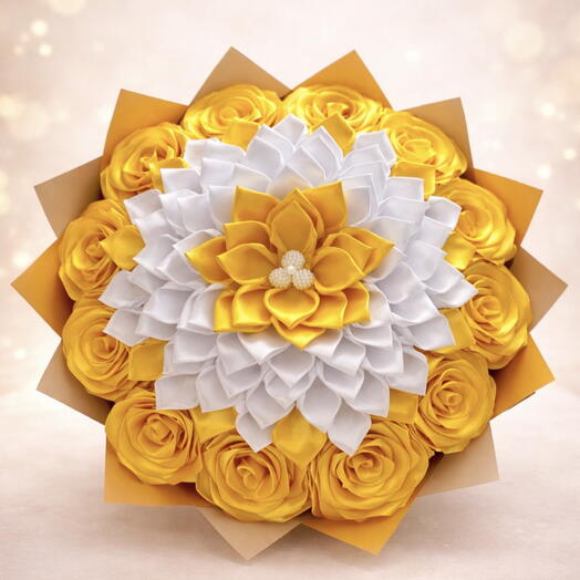 Primavera set de regalo con ramo amarillo rosas eternas