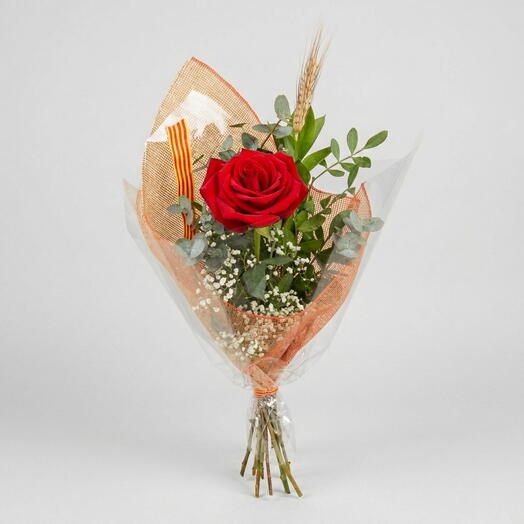 Ramo Clasico San Jordi de Rosa Roja con Espigas
