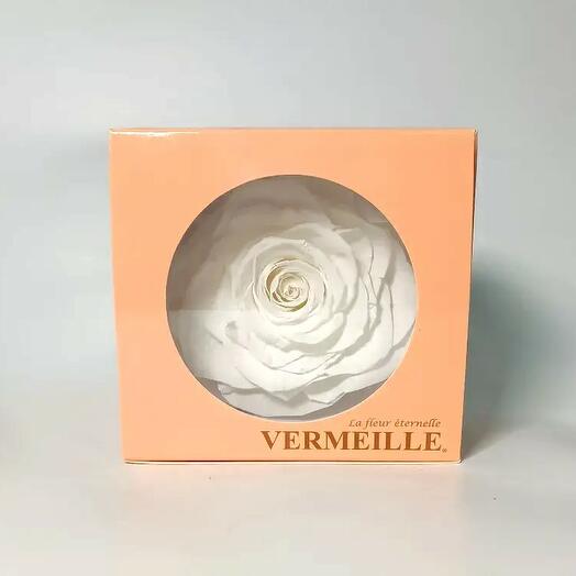 Cabeza de Rosa Eterna Blanca – Rosa Preservada Grande en Caja Decorativa