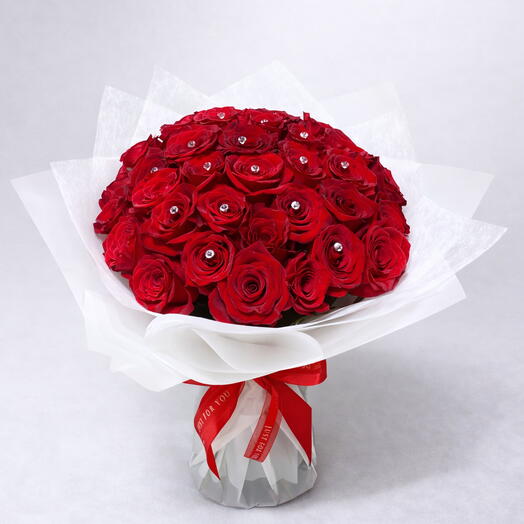 Блеск любви (25 роз + ваза)