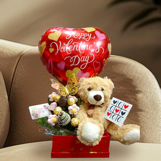 Arreglo con Peluche y Fresas con Chocolate