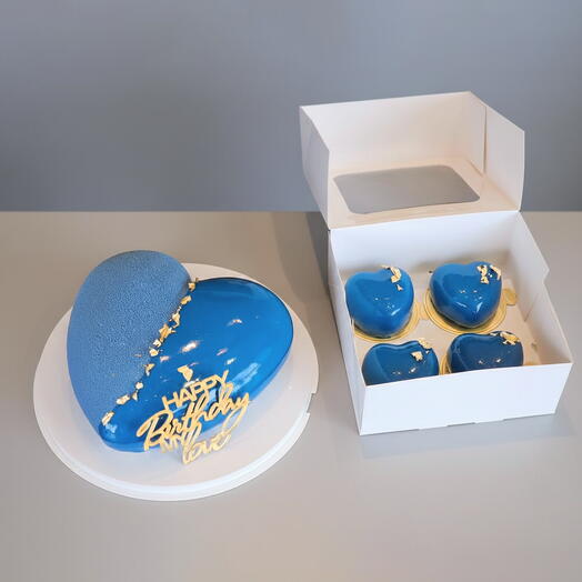 Gâteau Mousse Cœur Bleu