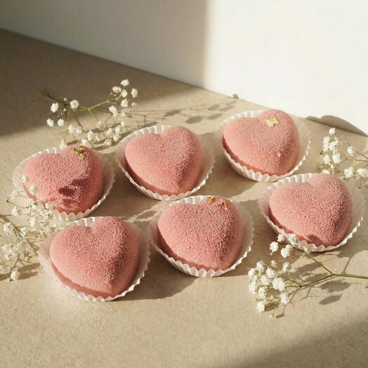 Caja de Corazones de Mousse Rosa – Postre Artesanal Romantico (6 unidades)