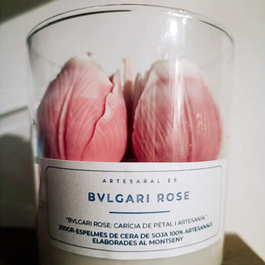 Vaso vela de soja aroma bvlgary rose