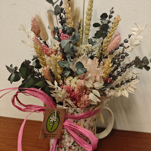 Taza flor seca rosa
