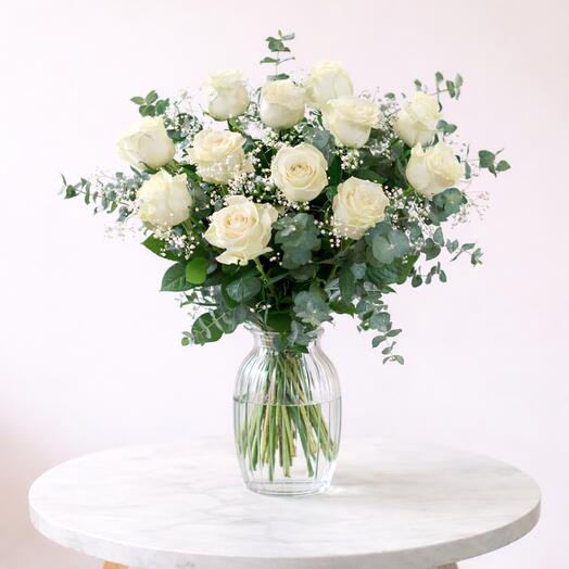 Ramo de 12 rosas blancas