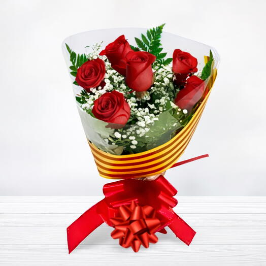 Bouquet rouge pour la Sant Jordi, 6 roses
