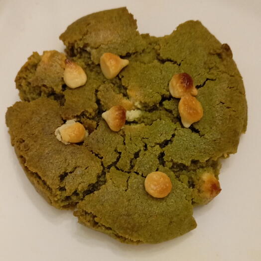 Cookie de te matcha, chocolate blanco