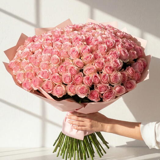Ramo de 101 rosas rosadas XXL – Bouquet elegante para Dia de la Mujer y regalo para mama