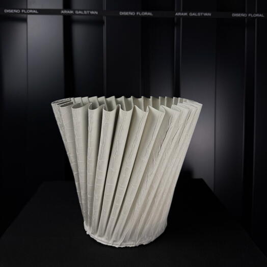 Maceta metal ondas blanca