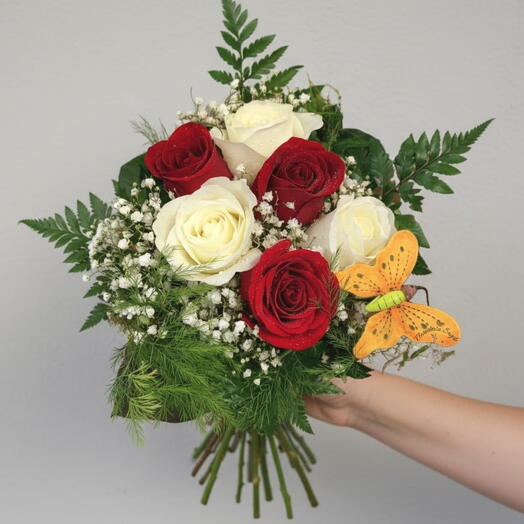 Bouquet of Red and White Roses