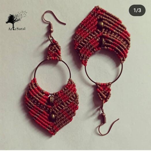 Pendientes rojos micromacrame