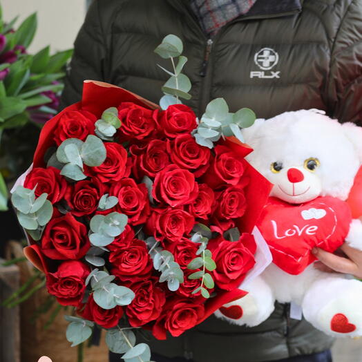 Ramo de 25 Rosas + Peluche