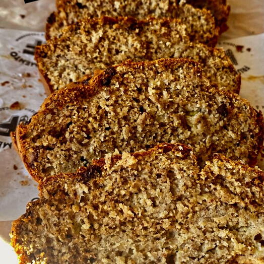 Banana bread extra proteico sin gluten sin lactosa sin azucar
