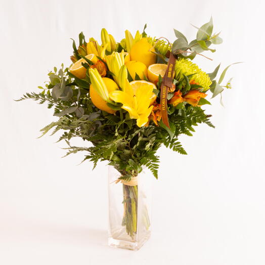 Bouquet Of Lemons And Flowers