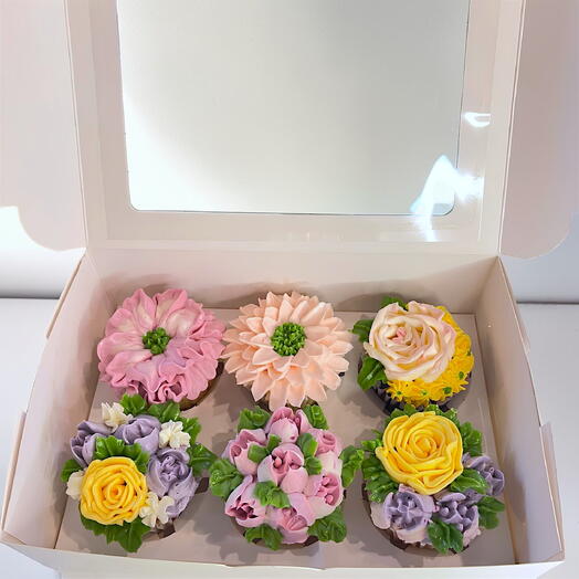 Caja Cupcake con flores