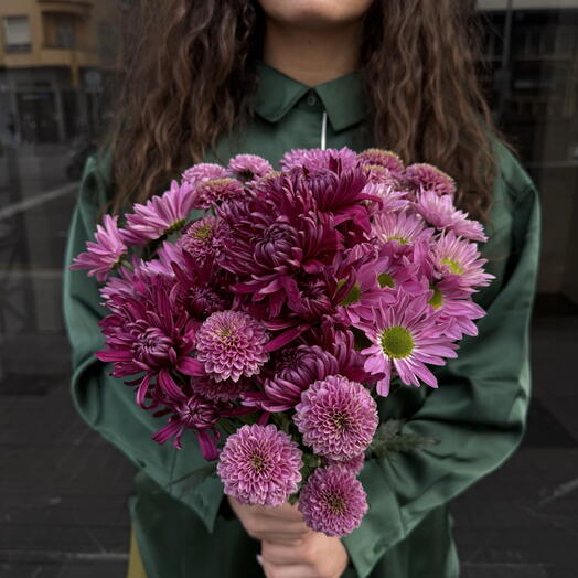 Purple Bouquet of Chrysanthemums