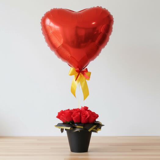 Globo con Base de Rosas Rojas | balloons Regalo Romantico con Globo en Forma de Corazon