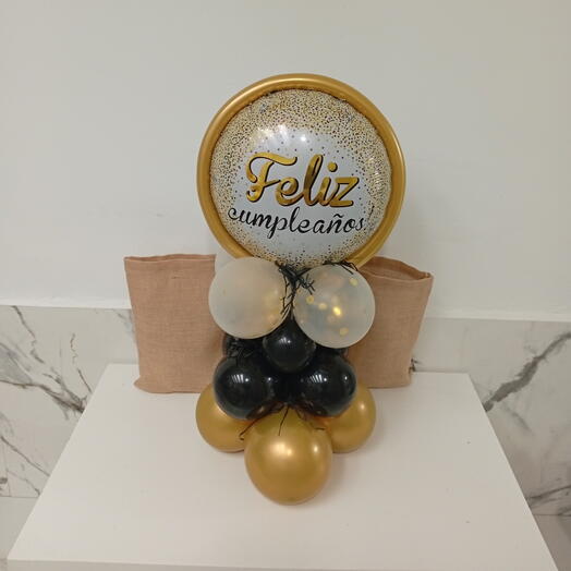 Bouquet de balloons gold black cumpleanos