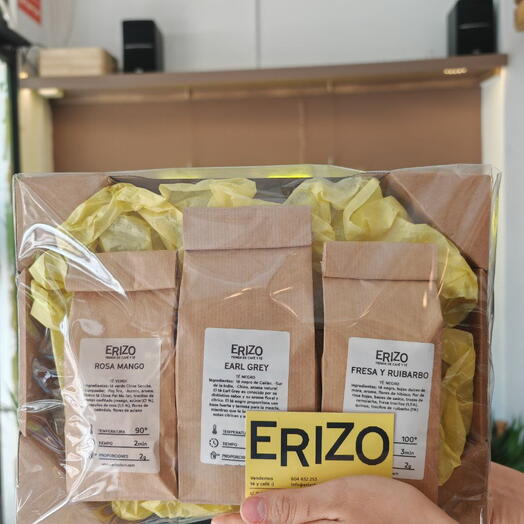 Regalo de te Earl Grey, Fresa Ruibarbo, Rosa Mango