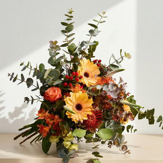 Deluxe Bouquet of Premium Mixed Flowers – Gerberas, Roses, Protea and Eucalyptus