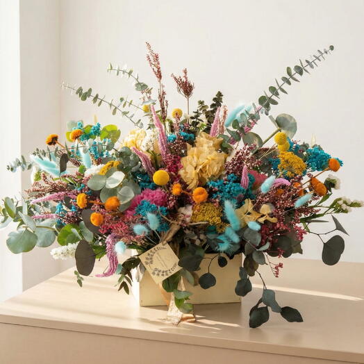 ALICIA – Cajon Floral con Flores Preservadas y Secas | Centro Decorativo Natural
