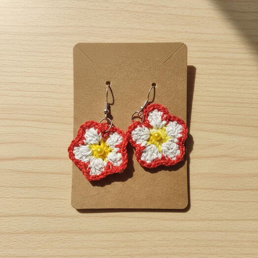 Pendientes rojos y blancos