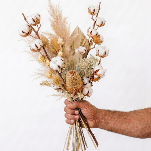 Bouquet of Cotton, Banksia, Palm, Pampas, Thistle and Brooms | Preserved Flowers