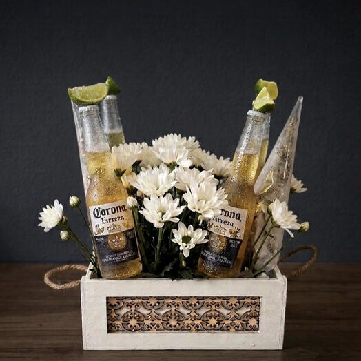 Box: flowers and beer