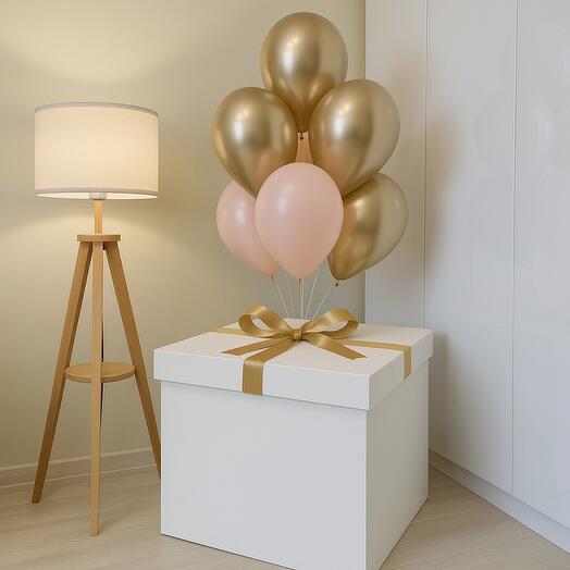 Caja sorpresa con globos y texto personalizado (incluido en el precio)
