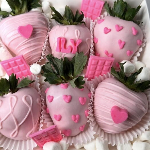 Caja de 6 fresas "Pink   Dark Bloom"