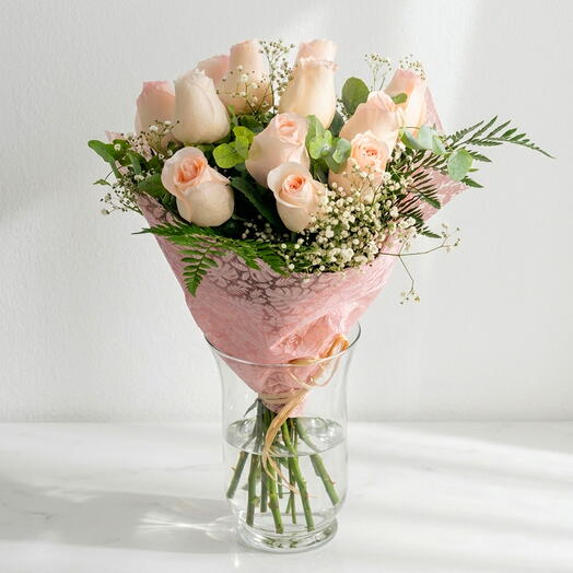 Ramo 12 rosas rosadas