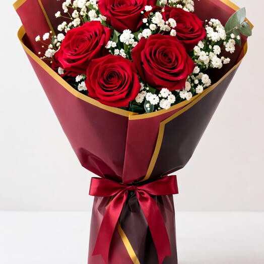 Bouquet of 5 Red Roses