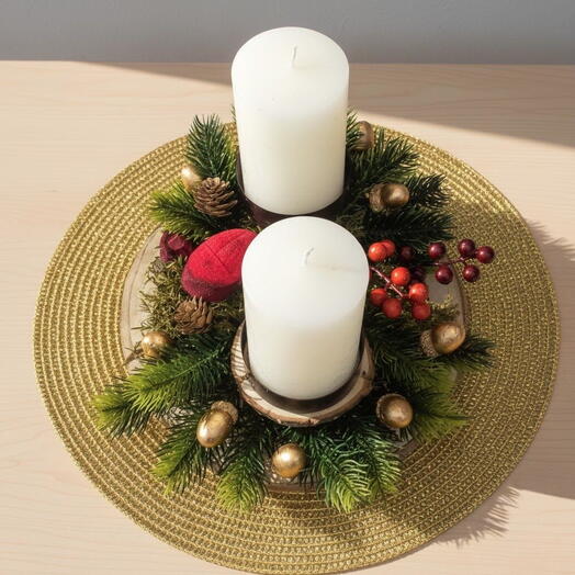 Centro de navidad con velas