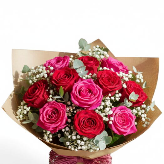 Bouquet de roses en deux tons