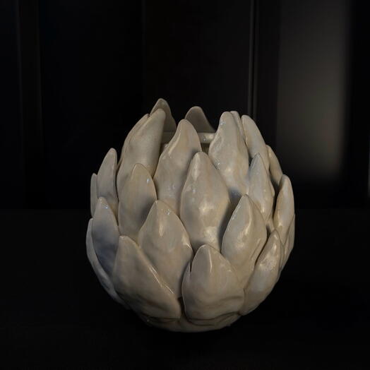 Maceta alcachofa ceramica crema