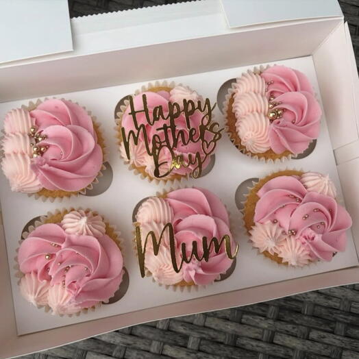 Box of 6 cupcakes filled with dulce de leche "Mother's Love" - Limited Edition