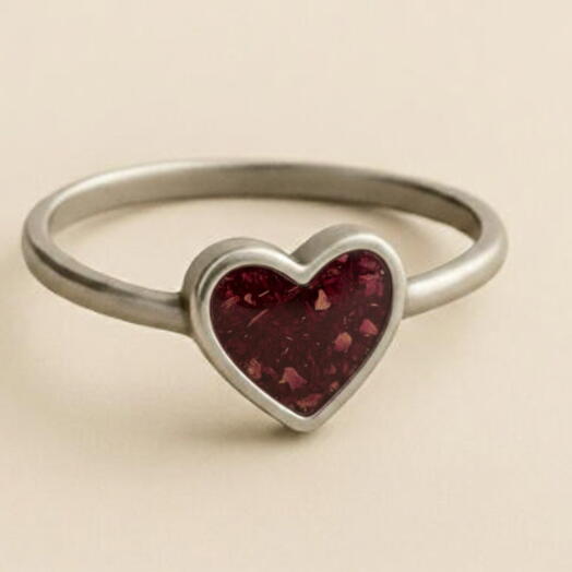 Anillo Corazon Rojo - Petalos Naturales