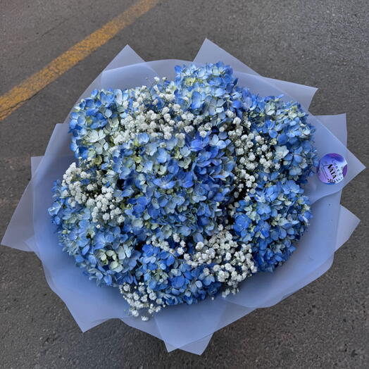 Ramo de Hortensias Azules y Paniculata